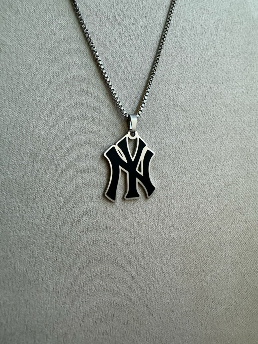 New York Yankees Necklace - 22" Box Chain - Baseball - Fathers Day Gift - Y2K